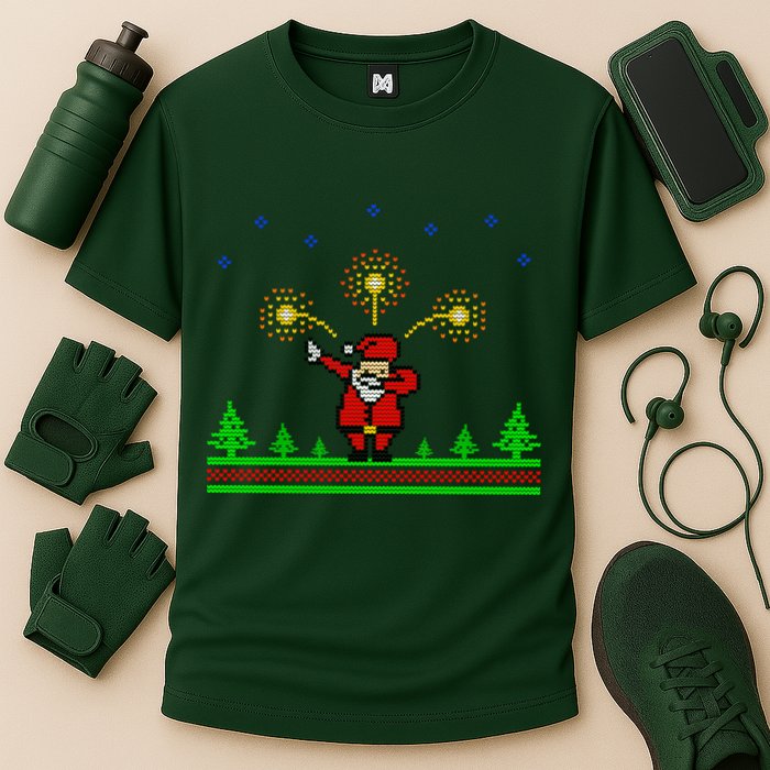 Dabbing Santa 8-Bit Ugly Christmas Performance Shirt