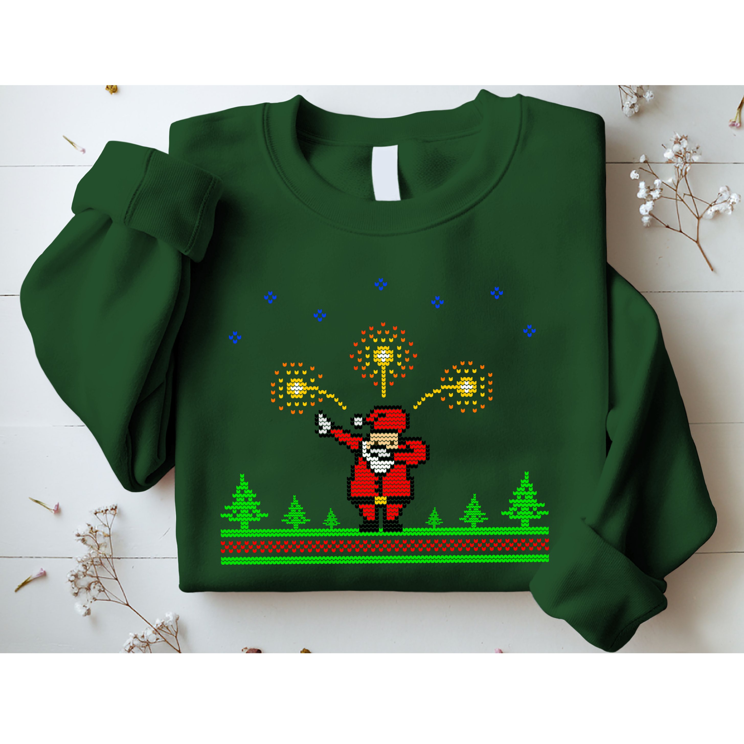 Dabbing Santa 8-Bit Ugly Christmas Sweatshirt