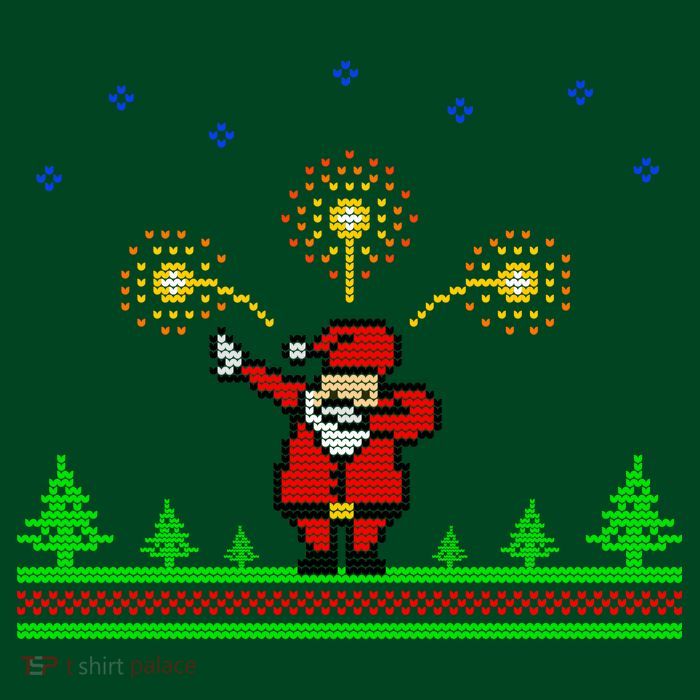 Dabbing Santa 8-Bit Ugly Christmas Button
