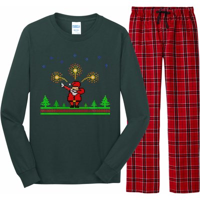 Dabbing Santa 8-Bit Ugly Christmas Long Sleeve Pajama Set