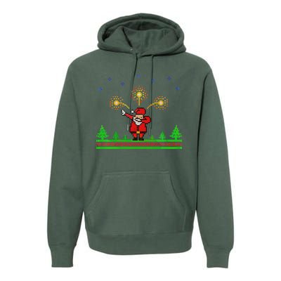 Dabbing Santa 8-Bit Ugly Christmas Premium Hoodie