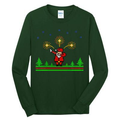 Dabbing Santa 8-Bit Ugly Christmas Tall Long Sleeve T-Shirt