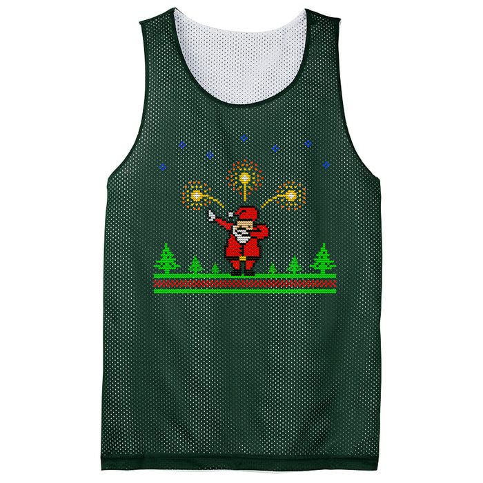 Dabbing Santa 8-Bit Ugly Christmas Mesh Reversible Basketball Jersey Tank