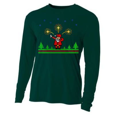 Dabbing Santa 8-Bit Ugly Christmas Cooling Performance Long Sleeve Crew