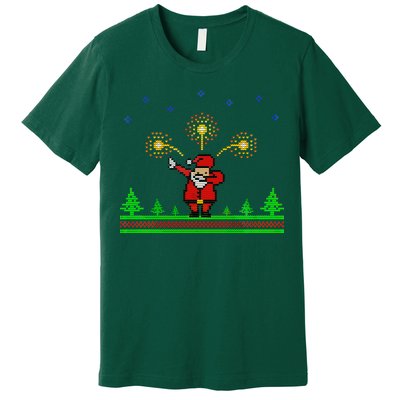 Dabbing Santa 8-Bit Ugly Christmas Premium T-Shirt