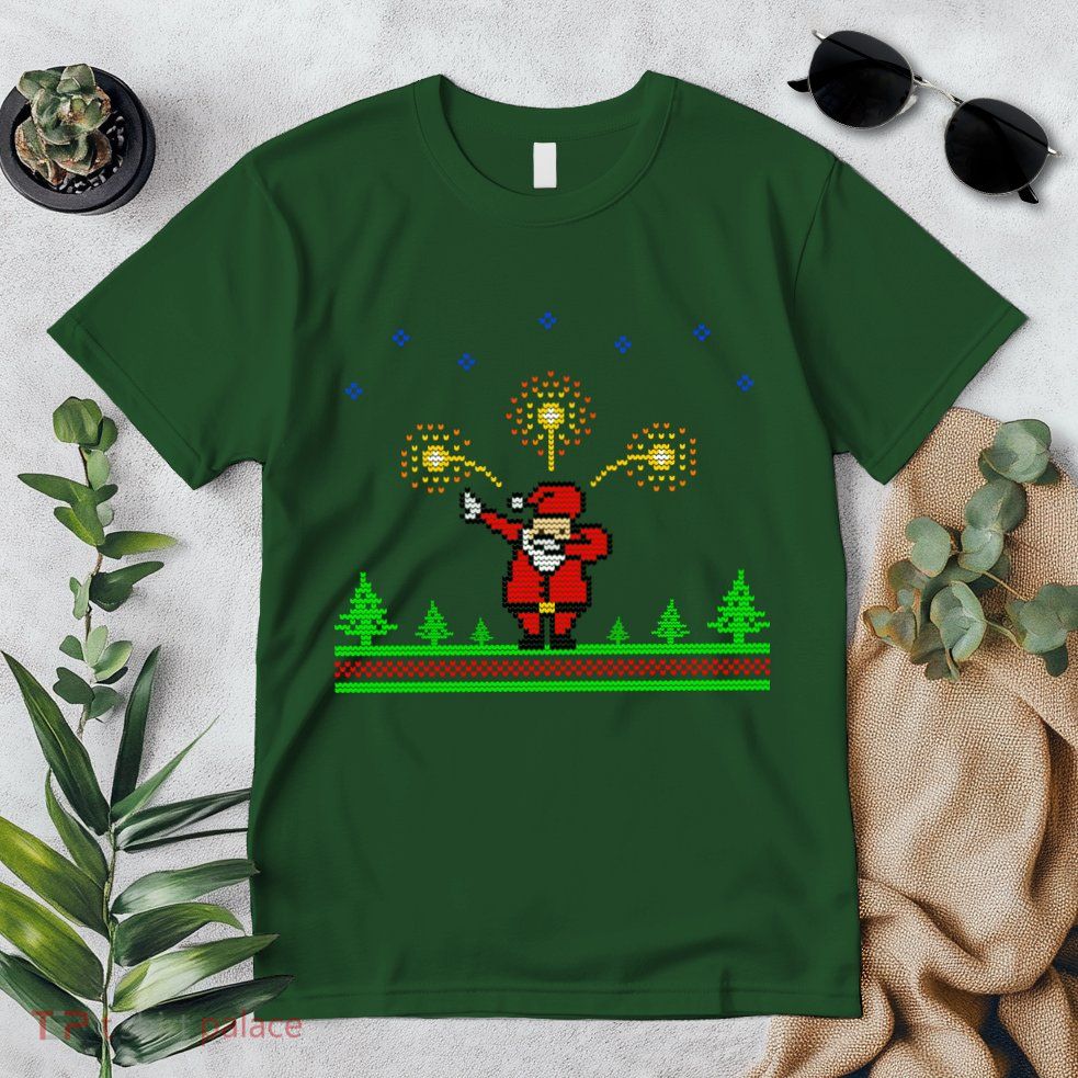 Dabbing Santa 8-Bit Ugly Christmas Premium T-Shirt