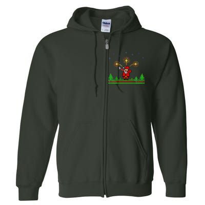 Dabbing Santa 8-Bit Ugly Christmas Full Zip Hoodie