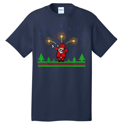 Dabbing Santa 8-Bit Ugly Christmas Tall T-Shirt