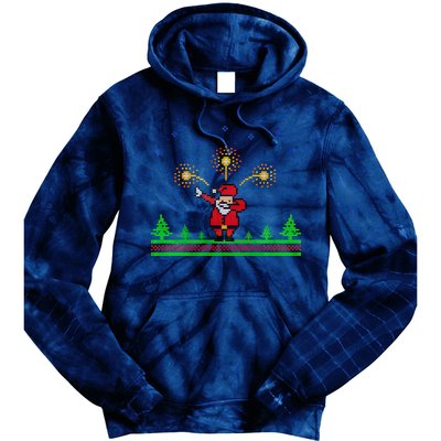 Dabbing Santa 8-Bit Ugly Christmas Tie Dye Hoodie