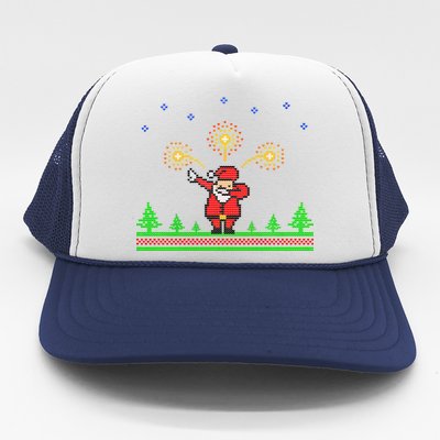 Dabbing Santa 8-Bit Ugly Christmas Trucker Hat