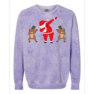 Dabbing Santa And Reindeer Funny Christmas Colorblast Crewneck Sweatshirt