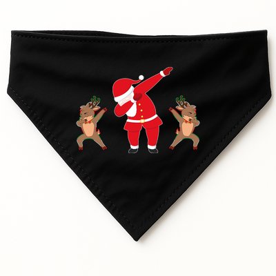 Dabbing Santa And Reindeer Funny Christmas USA-Made Doggie Bandana