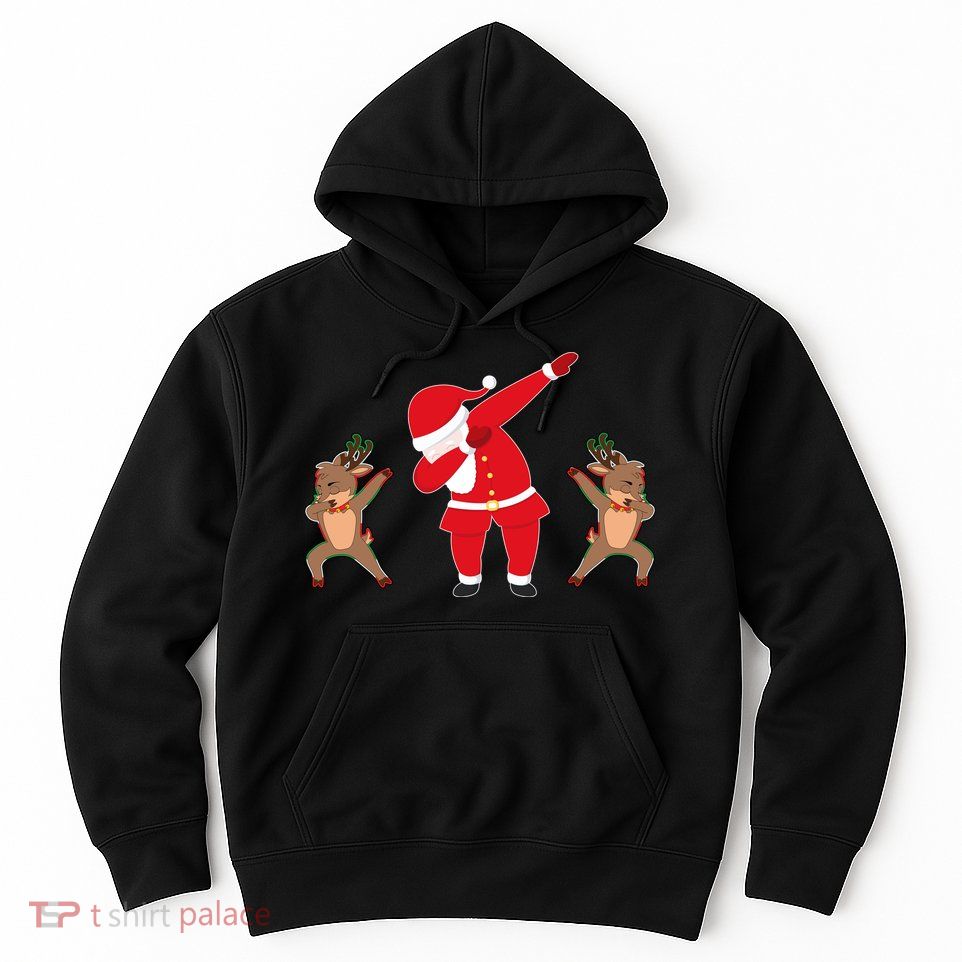 Dabbing Santa And Reindeer Funny Christmas Hoodie