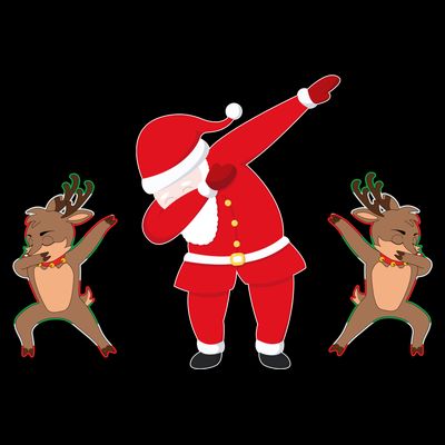 Dabbing Santa And Reindeer Funny Christmas T-Shirt