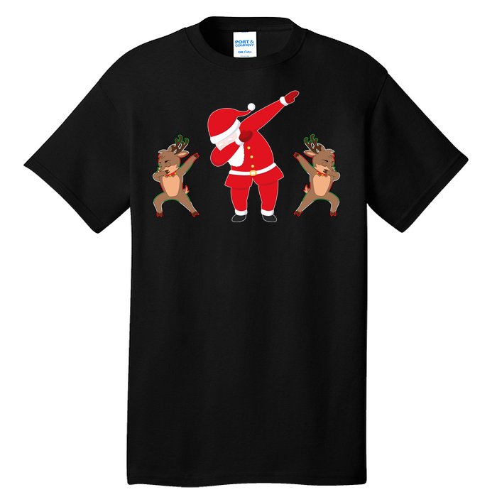 Dabbing Santa And Reindeer Funny Christmas Tall T-Shirt