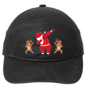 Dabbing Santa And Reindeer Funny Christmas 7-Panel Snapback Hat