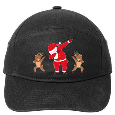 Dabbing Santa And Reindeer Funny Christmas 7-Panel Snapback Hat