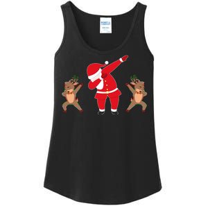 Dabbing Santa And Reindeer Funny Christmas Ladies Essential Tank