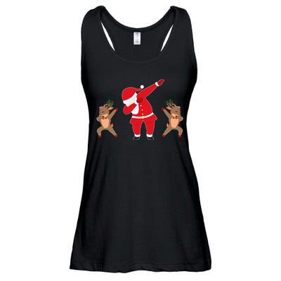 Dabbing Santa And Reindeer Funny Christmas Ladies Essential Flowy Tank