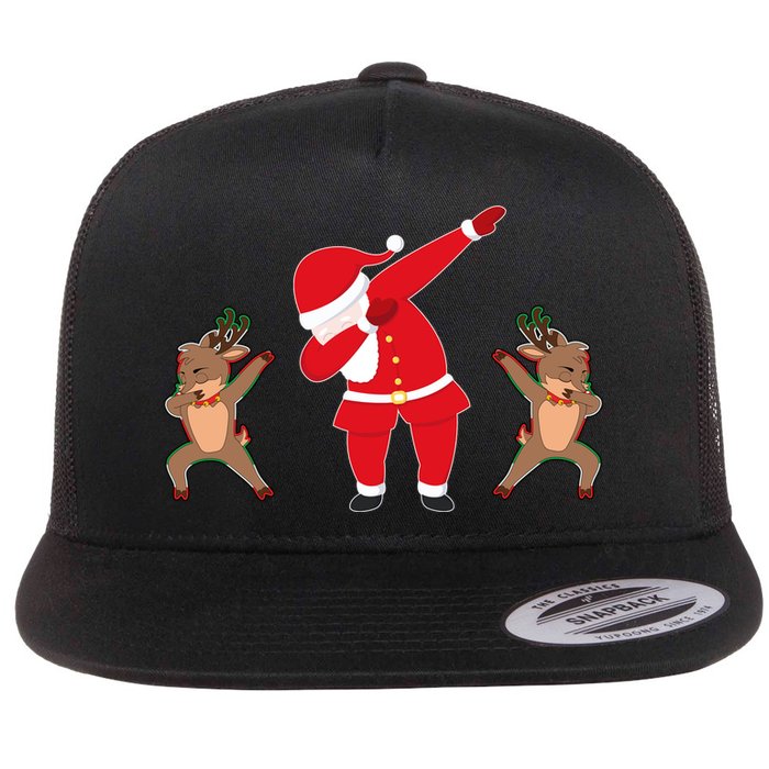Dabbing Santa And Reindeer Funny Christmas Flatbill Hat