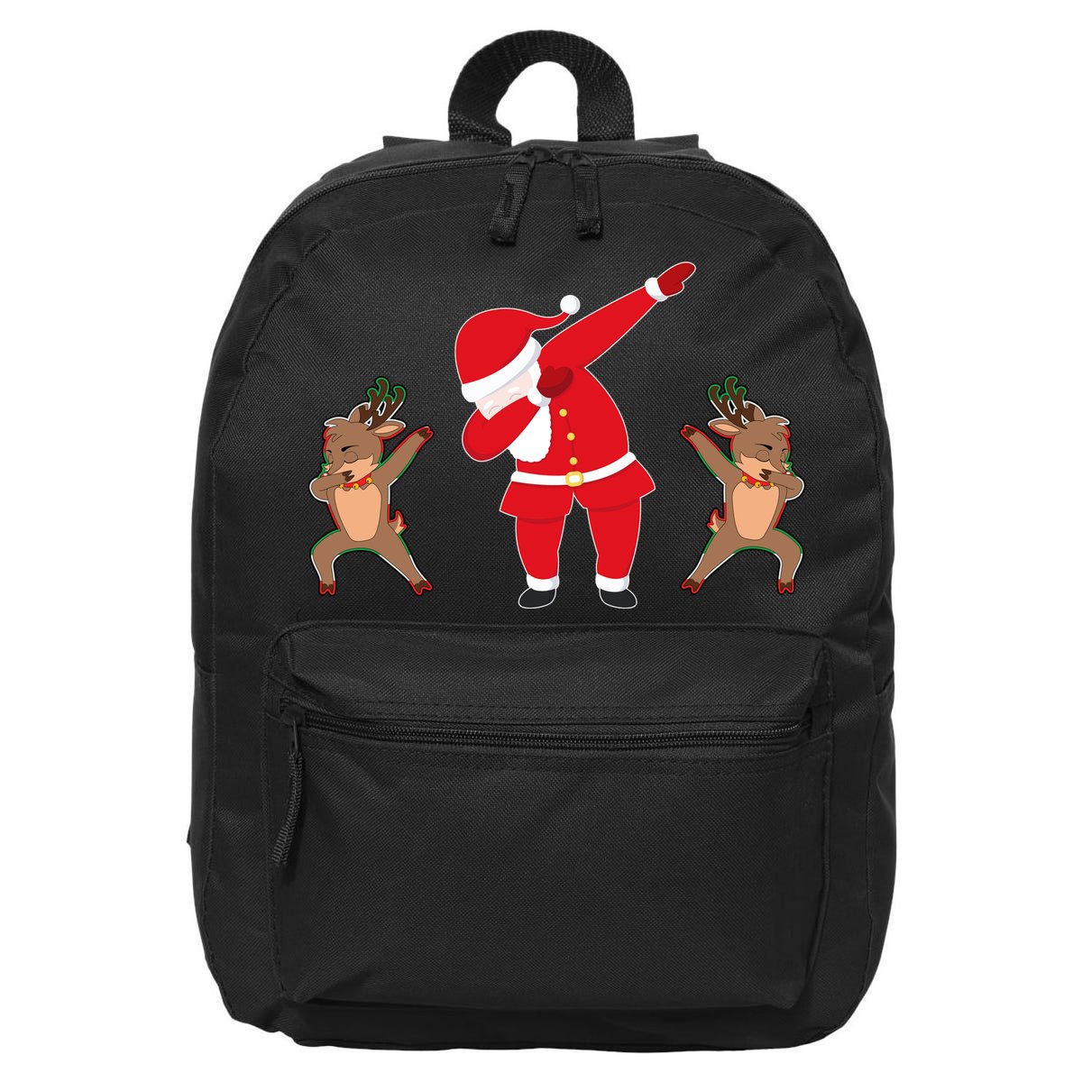Dabbing Santa And Reindeer Funny Christmas 16 in Basic Backpack