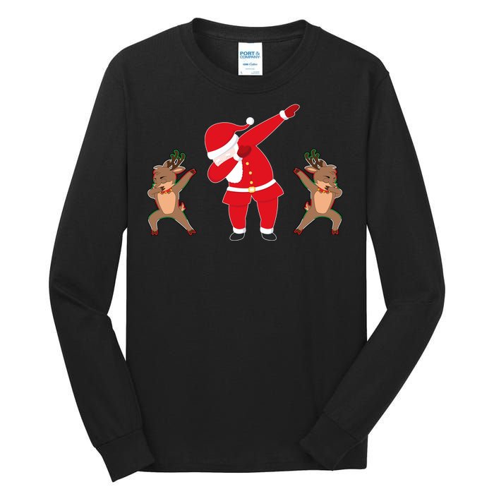 Dabbing Santa And Reindeer Funny Christmas Tall Long Sleeve T-Shirt