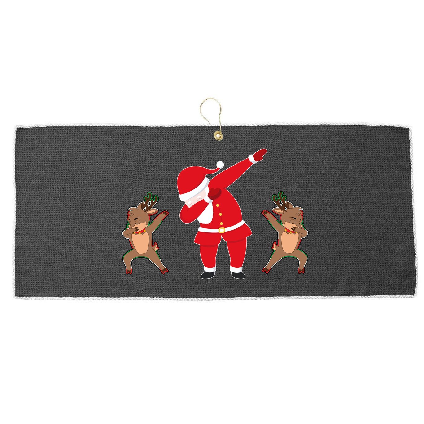 Dabbing Santa And Reindeer Funny Christmas Large Microfiber Waffle Golf Towel