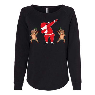 Dabbing Santa And Reindeer Funny Christmas Womens California Wash Sweatshirt