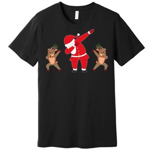 Dabbing Santa And Reindeer Funny Christmas Premium T-Shirt