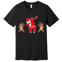 Dabbing Santa And Reindeer Funny Christmas Premium T-Shirt