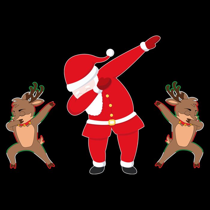 Dabbing Santa And Reindeer Funny Christmas Baby Bodysuit
