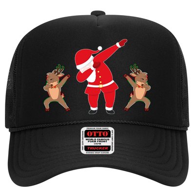Dabbing Santa And Reindeer Funny Christmas Trucker Hat