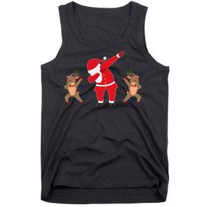 Dabbing Santa And Reindeer Funny Christmas Tank Top