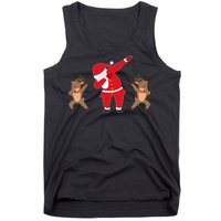 Dabbing Santa And Reindeer Funny Christmas Tank Top