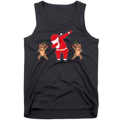 Dabbing Santa And Reindeer Funny Christmas Tank Top