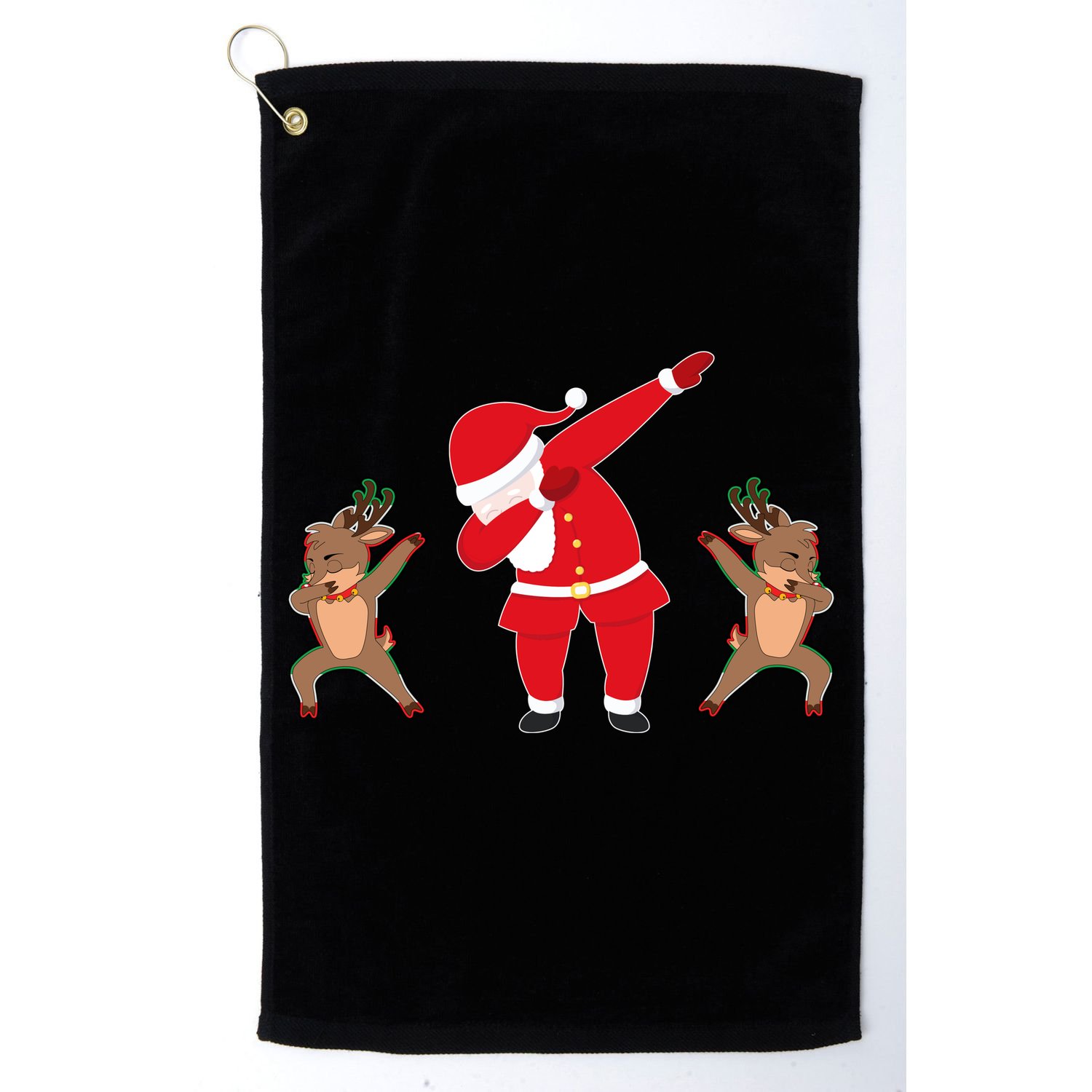 Dabbing Santa And Reindeer Funny Christmas Golf Towel