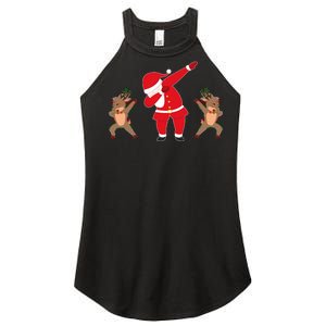 Dabbing Santa And Reindeer Funny Christmas Women's Perfect Tri Rocker Tank