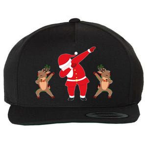 Dabbing Santa And Reindeer Funny Christmas Wool Snapback Cap