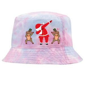 Dabbing Santa And Reindeer Funny Christmas Tie-Dyed Bucket Hat