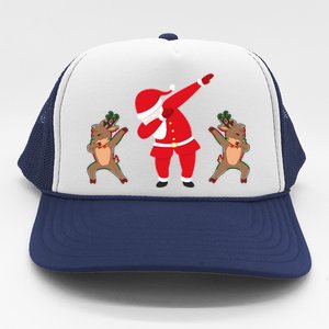 Dabbing Santa And Reindeer Funny Christmas Trucker Hat