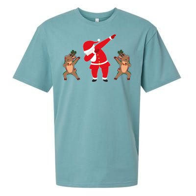 Dabbing Santa And Reindeer Funny Christmas Sueded Cloud Jersey T-Shirt