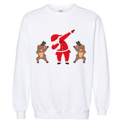 Dabbing Santa And Reindeer Funny Christmas Garment-Dyed Sweatshirt