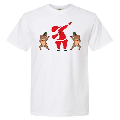 Dabbing Santa And Reindeer Funny Christmas Garment-Dyed Heavyweight T-Shirt