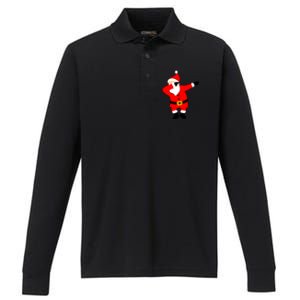 Dabbing Santa Christmas Performance Long Sleeve Polo