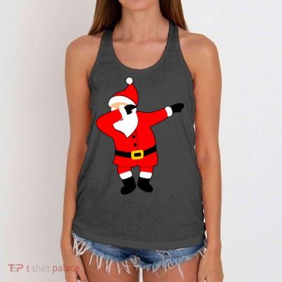 Dabbing Santa Christmas Women's Knotted Racerback Tank