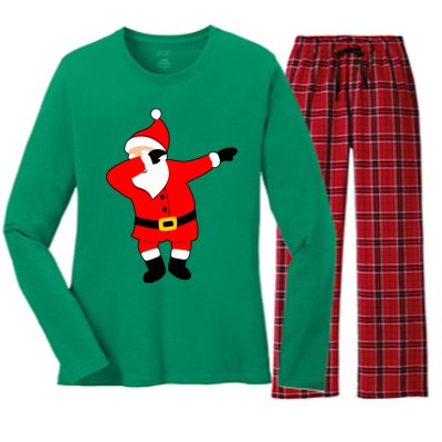 Dabbing Santa Christmas Women's Long Sleeve Flannel Pajama Set 