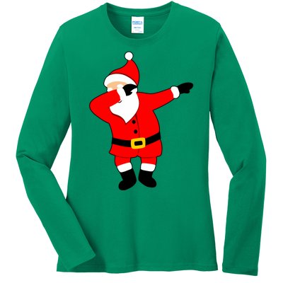 Dabbing Santa Christmas Ladies Long Sleeve Shirt