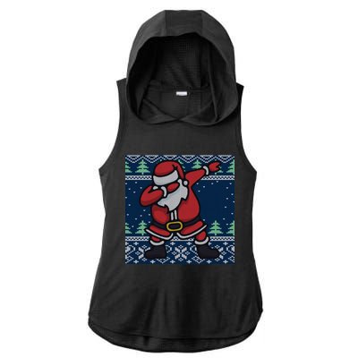 Dabbing Santa Claus Ladies PosiCharge Tri-Blend Wicking Draft Hoodie Tank