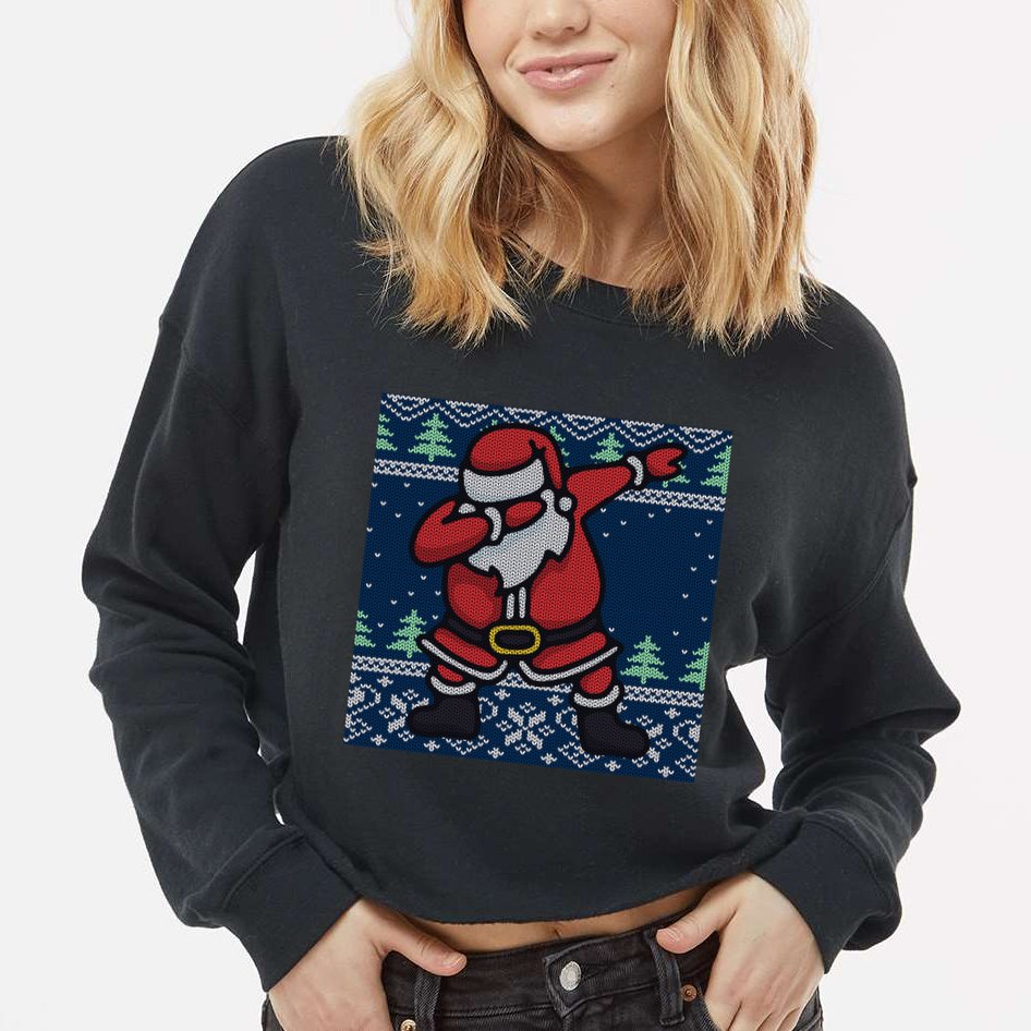 Dabbing Santa Claus Cropped Pullover Crew