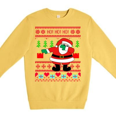 Dabbing Santa Claus Ugly Christmas Sweater Design Premium Crewneck Sweatshirt